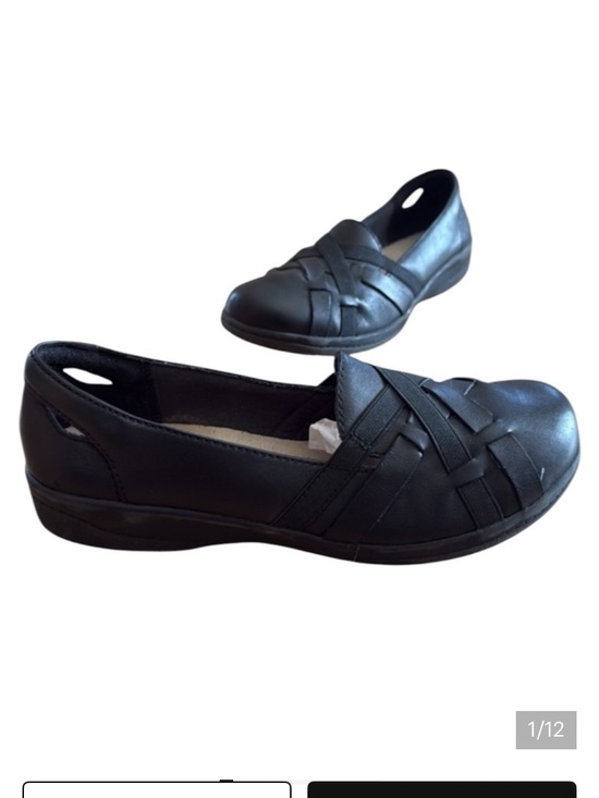 Clarks Shoes - Clarks Black Woven Leather Flats